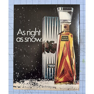 1969 Four Rose Decanter Snow Christmas Vtg Print Ad